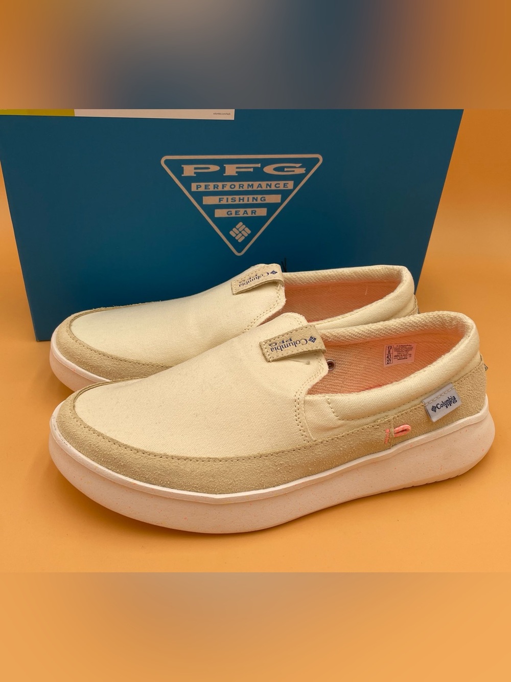 Size 10 Columbia Women Boatside PFG Boat Shoes Lemon Wash / Tiki Pink slip on